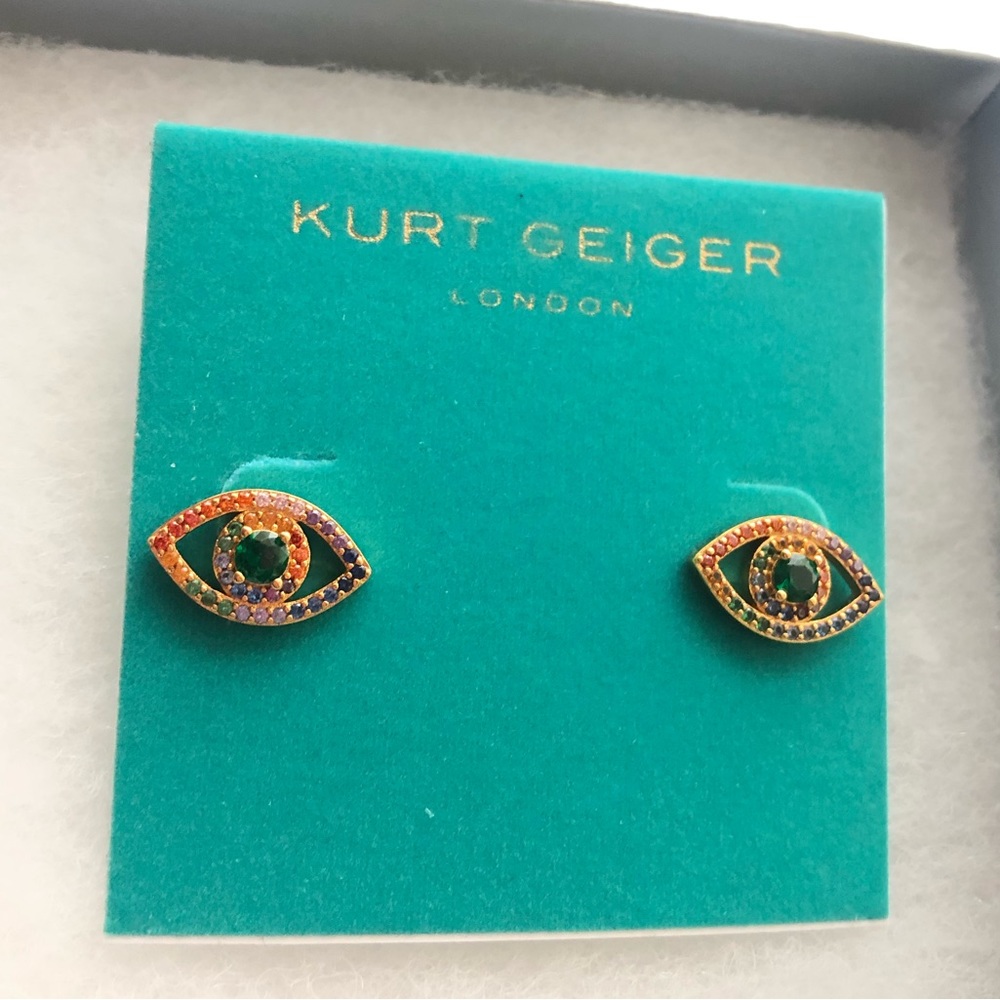 NWT Kurt Geiger London Evil Eye Stud Earrings - Rainbow